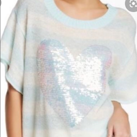 NWOT Wildfox Bridget’s Heart Sequin Sweater - Picture 2 of 5